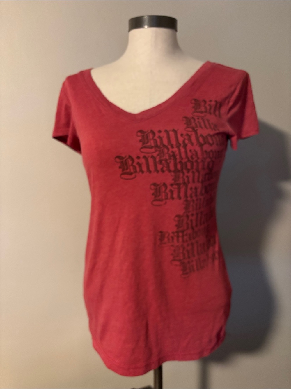 Billabong Women’s Cranberry Red V-Neck Graphic Tee